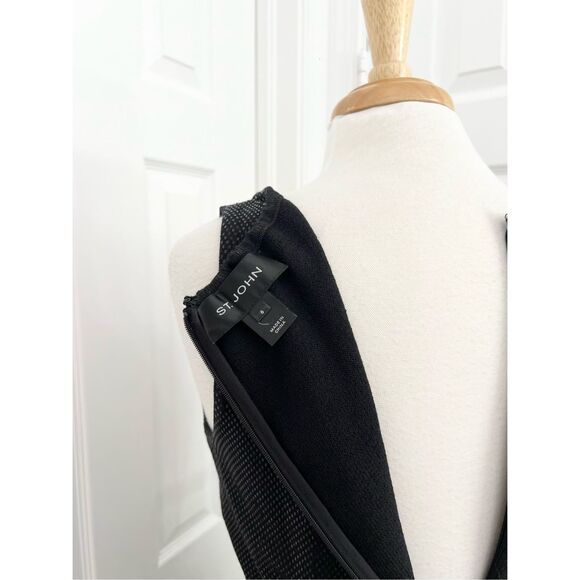 St. John Womens Black Sleeveless Evening Sparkle Silk Wool Cocktail Dress Size 6 - Picture 6 of 8